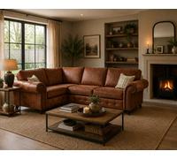 SC FURNITURE LIMITED Tan Brown Fabric Corner Sofa 1C2 Left Hand Facing Oldham