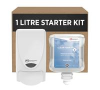 SC Johnson Professional Clear Foam Starter Kit - Wall Mounted Dispenser for Hand Soap - Foaming Cleanser - 1 Dispenser + 1 Refill 1 Litre - For Professional Use Only