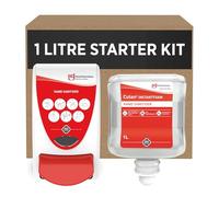 SC Johnson Professional Cutan Sanitiser Starter Kit - Wall Mounted Sanitiser Dispenser - Skin Hypoallergenic - Sensitive - 1 Dispenser + 1 Refill - 1 Litre - For Professional Use Only