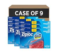 SC Johnson Professional Ziploc Quart Food Storage Freezer Bags, 9 Boxes x 60 Count, 540 Total Bags