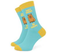 SC Products Don't Worry Be Cappy Capybara Socks | Size 4-7 Cotton Funny Socks Women Capybara Gifts | Positive Secret Santa Gifts for Women Stocking Fillers | Animal Christmas Presents for Her