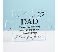 SC Products Father's Day Puzzle Piece Plaque - Acrylic 11x7cm Dad Puzzle Gift from Daughter or Son - Birthday Gifts for Dad - Decorative Keepsake for Him - Unique Gift
