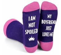SC Products Spoiled GF Socks Funny Gifts for Girlfriend | Size 4-7 Cotton Rich Girlfriends Socks GF Gift for Her on Birthday and Valentines Day | Christmas Presents for Girlfriend Stocking Fillers