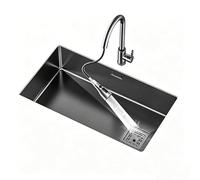 SC Stainless Steel Kitchen Sink with Hot and Cold Water Controls, Featuring A Pull-Out Faucet and Retractable Drain Basket(50cm)