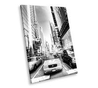 SC038 Black White Portrait Canvas Picture Print Large Wall Art New York Taxi