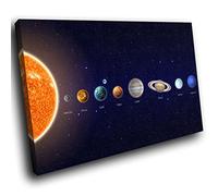 SC698SB Framed Canvas Print Colourful Wall Art - Colourful Solar System Planets - Modern Scenic Living Room Bedroom Piece Home Decor Interior Design Easy Hang Guide (45X30CM)