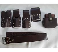 Scaffold Brown Leather 6PCS Tool Belt with Hammer Holder Steel Saddle New Edition