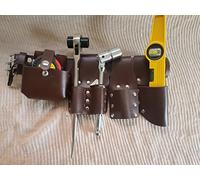 Scaffold Leather Tool Belt | Brown Builder Work Belt | Leather Tools Holder Pouch 5 IN1 BBI UK Sale