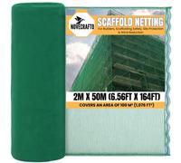 Scaffold Netting 2m x 50m (6.56ft x 164ft) - Durable Green Polyethylene Debris Netting with Reinforced Eyelets