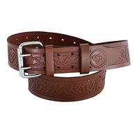 Scaffolding 2" Brown celtic Leather embossed Tool belt Utility Leather Kilt Belt (Brown)