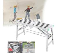 Scaffolding Equipment Foldable Engineering Ladder 5-Gear Adjustable Height Portable Multipurpose Steel Work Platform Scaffold Tower Ladder Stool Bench,200×30cm