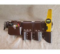 Scaffolding Leather BBI Tool Work Belt with Tool Set Spanner Ratchet Level TapePouch/Pockets/Frog (Belt Level + 5m Tape)