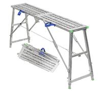 Scaffolding Work Platform Portable Folding Scaffold Ladder Stool Adjustable Height, Metal Tech Scaffolding Equipment Tools, for Home Improvement, Patching Drywall or Cleaning Windows (B 160cm / 5.3ft