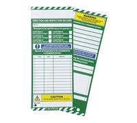 Scafftag by Brady MK1 Inserts - Compact Equipment Inspection Tags Erection & Inspection Record, Includes 50 Double-Sided Inserts for Workplace Safety Compliance - White on Green