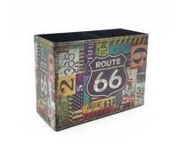 Scakbyer Pen Holder, Rectangle Vintage Pencil Holder with 2 Compartments, PU Leather Art Remote Control Holder Organizer Storage for Desk Accessory (66 Route)