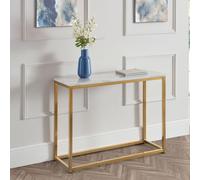 Scala Console Table - 100cm - White Marble Effect and Gold