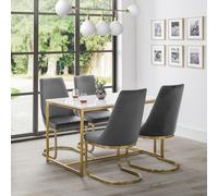 Scala Dining Table - 4 Seater - White Marble Effect and Gold
