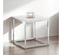 Scala Lamp Table - Square - White Marble Effect and Chrome