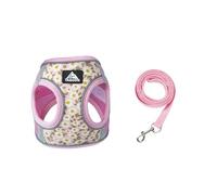 Scalable Pet Chest Harness With Leash, Adjustable Pet Puppy Harness, Step in Harness for Cat Small Dogs(XL,pink)