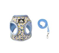 Scalable Pet Chest Harness With Leash, Adjustable Pet Puppy Harness, Step in Harness for Cat Small Dogs(M,blue)