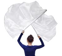 Scalable Rods With Shiny Worship Flag, Two Semicircle Worship Flags, Metallic Silver Praise Flag, 53.5 In Praise Dance Flags, Semicircle Worship Banner For Stage Performance