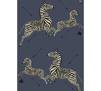 Scalamandre SCS3870 Denim Zebra Safari Self Adhesive Wallpaper, Blue