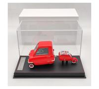 Scale Die-Cast Metal 1:18 For P50 Three-wheeled Miniature Car With Trailer Resin Model Classic Toy Car Hobby Collection For Vehicles Fans(Red)