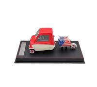 Scale Die-Cast Metal 1:18 For P50 Three-wheeled Miniature Car With Trailer Resin Model Classic Toy Car Hobby Collection For Vehicles Fans(Rice white red)