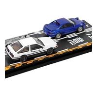 Scale Diecast Model 1:64 For Toyota Blue AE86 Twin Set Alloy Cars Static Display For Collecting Or Ornaments Pre-Built Model Motor Vehicles