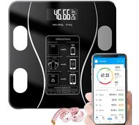 Scale for Body Weight, USB Rechargeable Digital Bathroom Scale, Smart Digital Body Fat Scale, Intelligent Body Fat BMI Scale with WIFI and Bluetooth, 400lbs (Black)