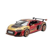Scale Model Car Replica 20cm Long 1:24 Scale Simulated Alloy Diecast Metal Car Model For Audi R8 V10 Miniature Collectible Ornaments Motor Vehicles(Red1)