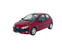 Scale Model Vehicle 1:18 Peugeot 206 Classic Car Scale Model Car Metal Large Toy Car Complete Car Collection Red Finished Model