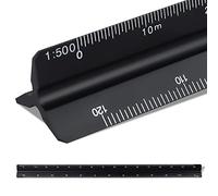 Scale Ruler 30cm, Triangular Metal Ruler for Architects 1:100, 1:200, 1:250, 1:300, 1:400, 1:500 (Black)