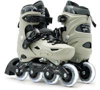 Scale Sports Adjustable Roller Skates Inline with 8 Light-Up Wheels - Kids Inline Roller Skates for Children's and Adults Rollers for Boys and Girls (Gray, Small-UK C11-1, EU 29-32)