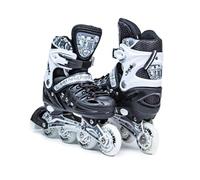 Scale Sports - Adjustuble Roller Skates with light up wheels for children and adults - Kids Inline Roller Skates (black-white, UK 5-7 (EU 38-41) L)