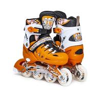 Scale Sports - Adjustuble Roller Skates with light up wheels for children and adults - Kids Inline Roller Skates (Orange, UK 5-7 (EU 38-41) L)