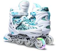 Scale Sports Inline Skates - Mint Green - Size M (UK 2-4.5 / EU 34-37/207-235 mm) - Breathable, Adjustable, Light-Up Skates for Teens & Beginners