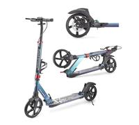 Scale Sports Kick Scooter - Foldable 2-Wheel Scooter for Kids Age 8-12, Teens & Adults, Adjustable Handlebar, 200mm Big PU Wheels, Disc & Foot Brakes, Carry Strap, Double Shock Absorption, up to 100kg