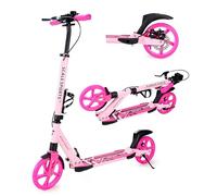 Scale Sports Kick Scooter - Foldable 2-Wheel Scooter for Kids Age 8-12, Teens & Adults, Adjustable Handlebar, 200mm Big PU Wheels, Disc & Foot Brakes, Carry Strap, Double Shock Absorption, up to 100kg