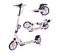 Scale Sports Kick Scooter - Foldable 2-Wheel Scooter for Kids Age 8-12, Teens & Adults, Adjustable Handlebar, 200mm Big PU Wheels, Disc & Foot Brakes, Carry Strap, Double Shock Absorption, up to 100kg