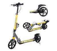 Scale Sports -Two Wheeled Folding 3 size Adjustable Kick Scooter for Kids 7+, Scooter with Dual Brakes, 200mm big Wheels for Adults up 100kg Teens and children, Double Absorption (yellow)