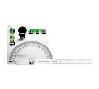 Scale steel tractor with adjustable locking screws and integrated bubble level, easy to use adjustable angle measuring instrument for technical drawing