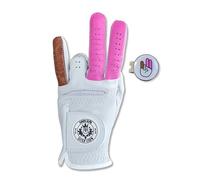 Scale Wear Design Funny Golf Glove Ball Marker - Plus Hat Clip Shocker Cabretta Leather Adult Men Golf Gloves Gag Gift Men 2 Pack Pink 1 Brown Finger