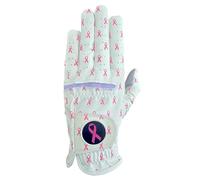 Scale Wear Design Pink Ribbon Golf Glove - Breast Cancer Awareness & Pro Performance Japanese Synthetic Leather with Cabretta Palm Grip Patches (Small, Fits on Left Hand)