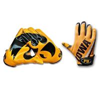 Scale Wear Design University of Iowa Hawkeyes Football Gloves with Super Stick Pocket Silicone Grip Palms Men & Youth Boys Sticky Football Receiver Gloves (Yellow, Adult-XL)