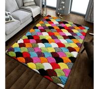 (Scales, 80cm x 150cm) Modern Design Hand Carved Runner Multi Colour Rugs