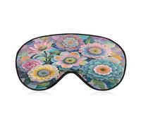 Scales and Flowers Pattern Eye Mask, Adjustable Strip, Blocks Light Sleep Mask, Sleep Eye Mask for Night Sleeping Travel Nap 8.1 * 4.1 Inches