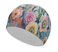 Scales and Flowers Pattern Swim Cap Comfortable Shower Caps for Drag Reduction and Hair Protection Durable Soft Elastic Bathing Cap Keep Hairstyle Unchanged for Women and Men