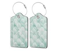 Scales Aqua Mint White Geometry Marble,Luggage Tags Pu Leather Name Tag Travel Suitcase Identifier ID Tags Durable Luggage Label 2 pcs