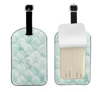 Scales Aqua Mint White Geometry Marble,Luggage Tags Pu Leather Name Tag Travel Suitcase Identifier ID Tags Durable Baggage Label 2 pcs